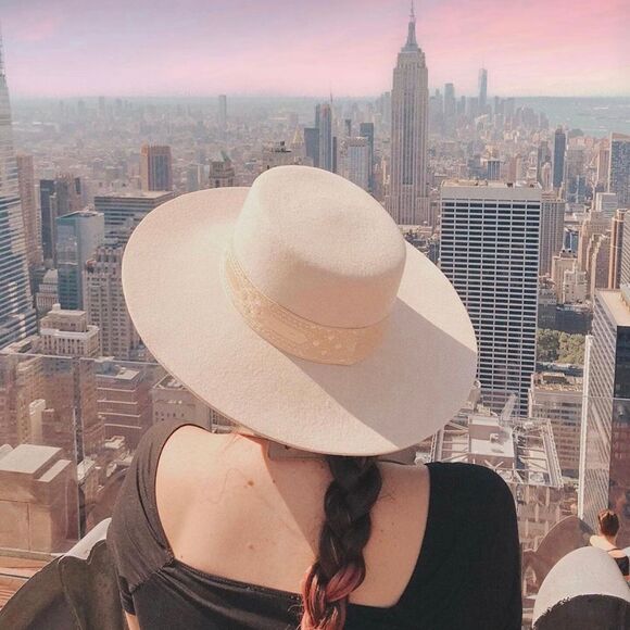 LACK OF COLOR LOC SIERRA BOATER HAT CREAM GOLD VINTAGE RIBBON FREE PEOPLE WIDE - Picture 12 of 12